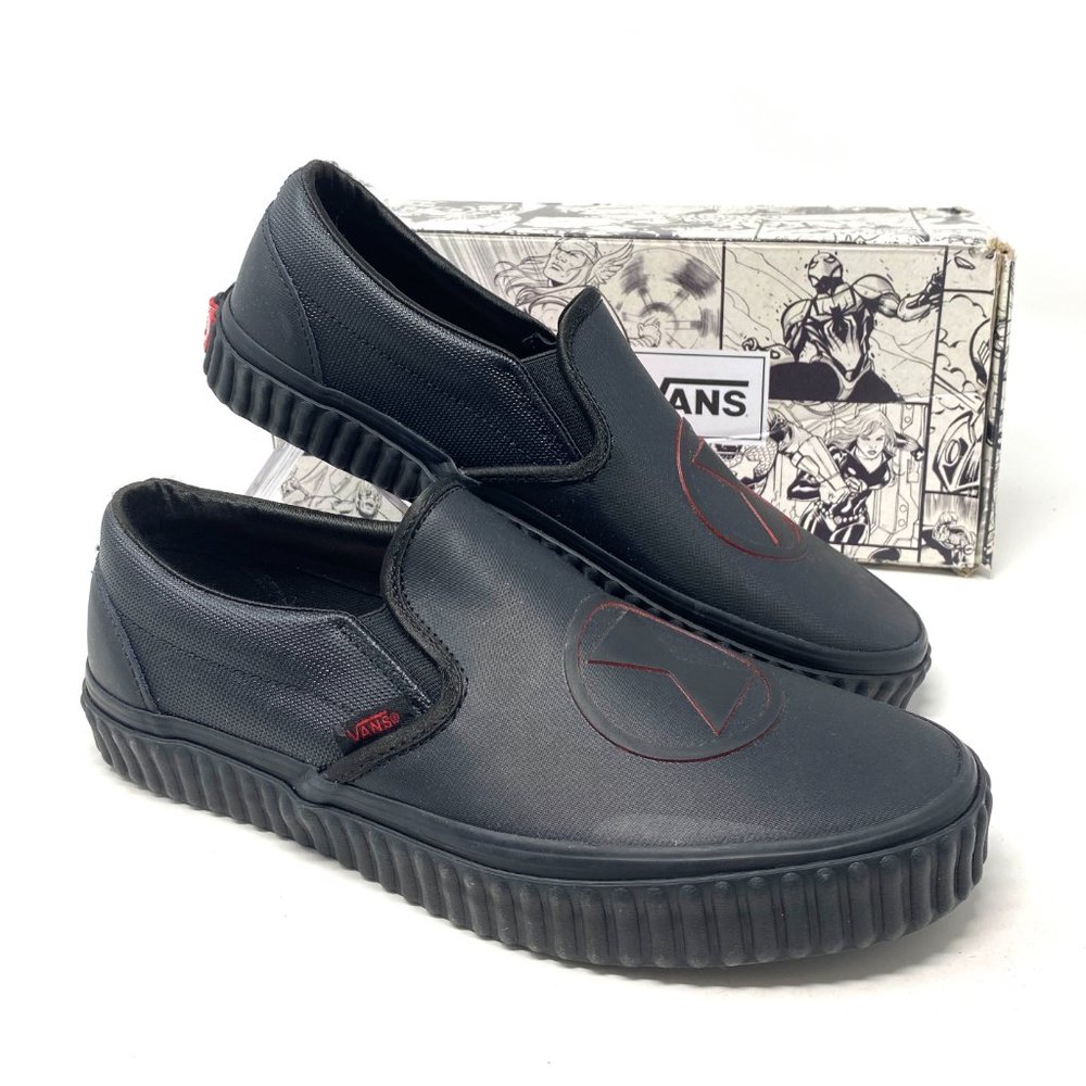 VANS Women VN0A38F7U7K Marvel Classic Slip On Black Widow Canvas Low Top Sneaker - Picture 9 of 11